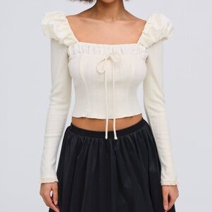 $169 NWT Ivory For Love And Lemons  “Aliyah” Pointelle Top Sz X-Large